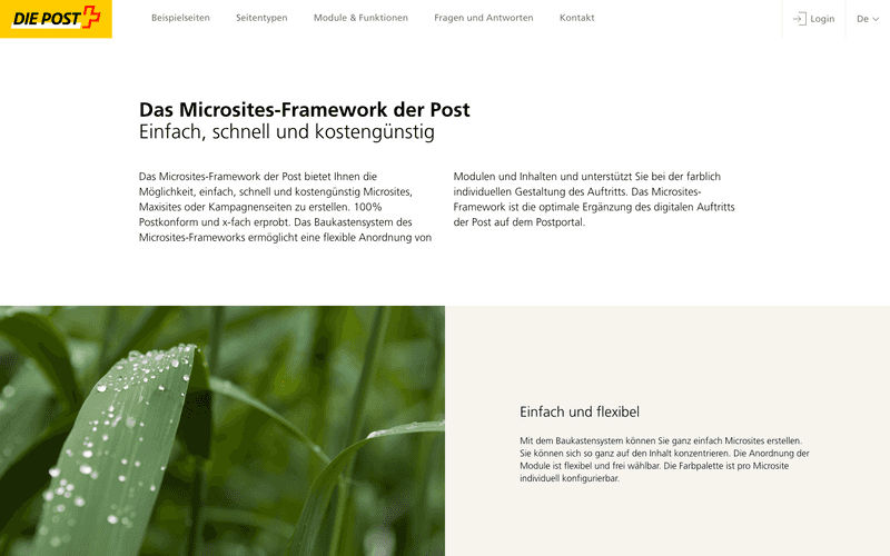 Screenshot of Post Microsites