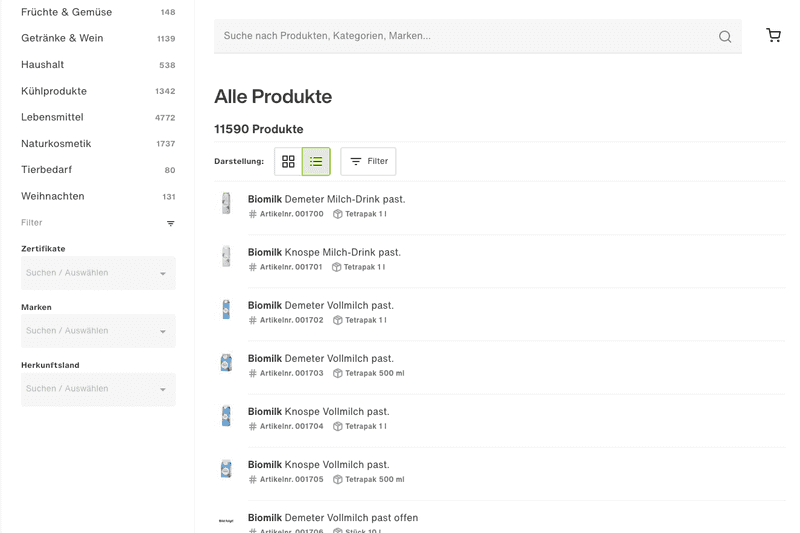 Screenshot of Bio Partner Online Shop